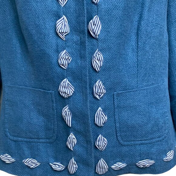 Boden‎ Azrue Linen Blend Peter Pan Collar Cropped Blazer - Picture 6 of 12